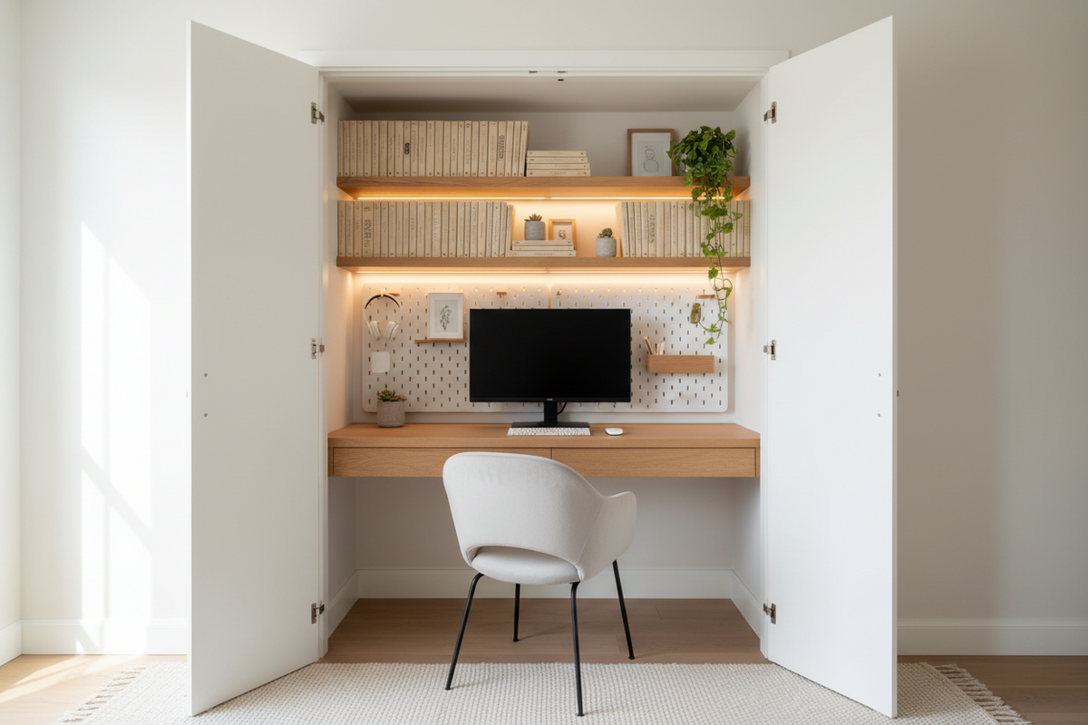 The 'Cloffice' Trend: Transforming a Closet into a Stylish Home Office
