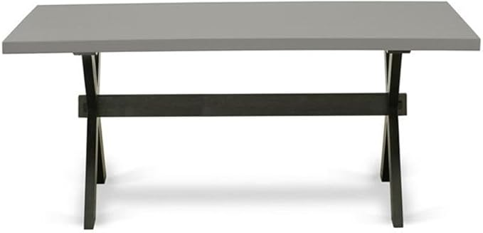East West Furniture X697MZ650-5 5 Piece Dining Table Set for 4 Includes a Rectangle Kitchen Table with X-Legs and 4 Dark Gotham Grey Linen Fabric Parsons Chairs, 40x72 Inch, Multi-Color