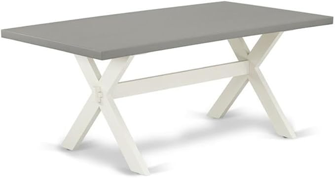 East West Furniture X097MZ015-5 5 Piece Modern Dining Table Set Includes a Rectangle Wooden Table with X-Legs and 4 Baby Blue Linen Fabric Upholstered Chairs, 40x72 Inch, Multi-Color