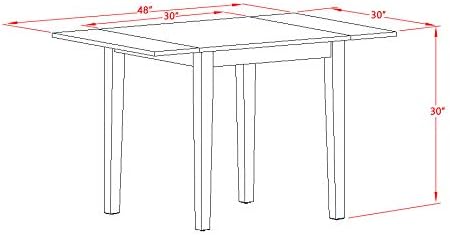 East West Furniture NDVA5-LWH-C 5 Piece Modern Dining Table Set Includes a Rectangle Wooden Table with Dropleaf and 4 Linen Fabric Dining Room Chairs, 30x48 Inch, Linen White