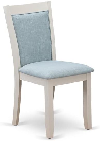 East West Furniture X097MZ015-7 7 Piece Dining Table Set Consist of a Rectangle Dining Room Table with X-Legs and 6 Baby Blue Linen Fabric Parsons Chairs, 40x72 Inch, Multi-Color
