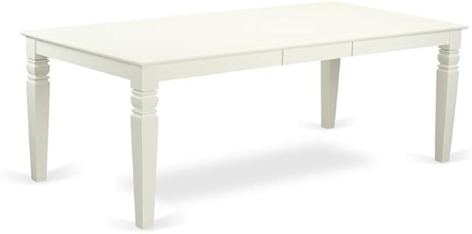 East West Furniture LGIP9-LWH-C 9 Piece Dining Room Table Set Includes a Rectangle Kitchen Table with Butterfly Leaf and 8 Linen Fabric Upholstered Dining Chairs, 42x84 Inch, Linen White