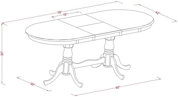 East West Furniture PLAI9-WHI-W 9 Piece Dining Table Set Includes an Oval Dinner Table with Butterfly Leaf and 8 Dining Room Chairs, 42x78 Inch, Buttermilk & Cherry