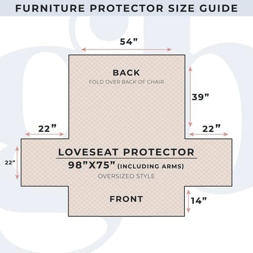 Medallion Stitched Solid Furniture Protector Stain Resistant Durable Furniture Protector Elenor Collection (Loveseat, Mirage Gray/Flax)