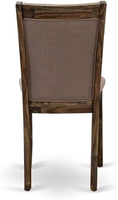East West Furniture X777MZ748-6 6 Piece Modern Dining Table Set Contains a Rectangle Wooden Table with X-Legs and 4 Coffee Linen Fabric Parson Chairs with a Bench, 40x72 Inch, Multi-Color