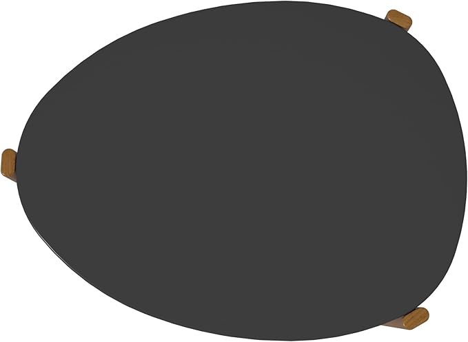 Manhattan Comfort Gales Mid Century Modern Coffee Table with Oval Triangle Shaped Top, Accent Furniture for Living Room Made from Solid Eucalyptus Wood, Matte Black