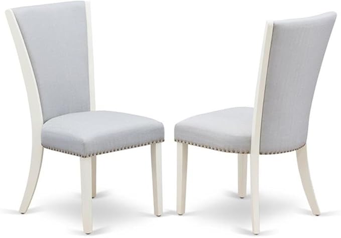 East West Furniture X027VE005-9 9 Piece Dining Room Table Set Includes a Rectangle Kitchen Table with X-Legs and 8 Grey Linen Fabric Parson Dining Chairs, 40x72 Inch, Multi-Color