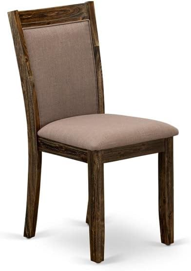 East West Furniture X797MZ748-9 9 Piece Dining Room Table Set Includes a Rectangle Kitchen Table with X-Legs and 8 Coffee Linen Fabric Parson Dining Chairs, 40x72 Inch, Multi-Color