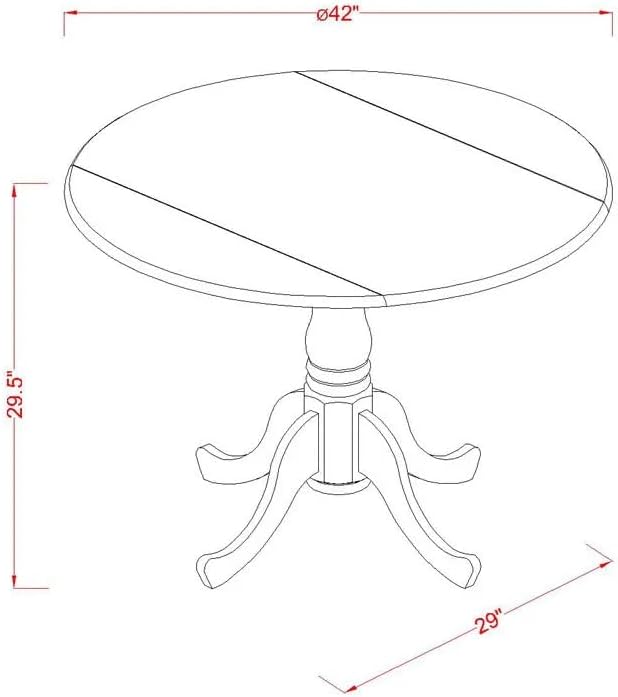 East West Furniture DLEL3-AWA-05 3 Piece Kitchen Table & Chairs Set Consist of a Round Dining Table with Dropleaf and 2 Upholstered Parson Chairs, 42x42 Inch, Antique Walnut