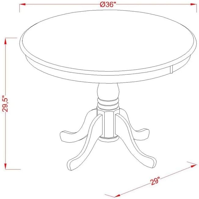East West Furniture ANAV3-BLK-W 3 Piece Kitchen Table Set for Small Spaces Contains a Round Dining Table with Pedestal and 2 Dining Room Chairs, 36x36 Inch, Black & Cherry