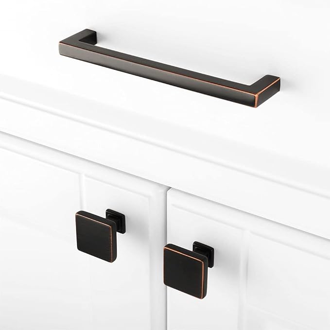 KOOFIZO 30 Pack Oil Rubbed Bronze Cabinet Knobs Bronze Drawer Knobs K08 Square Single Hole Cabinet Pulls for Cabinets Drawer Dresser Cupboard Bedroom Closet Bathroom Vanity