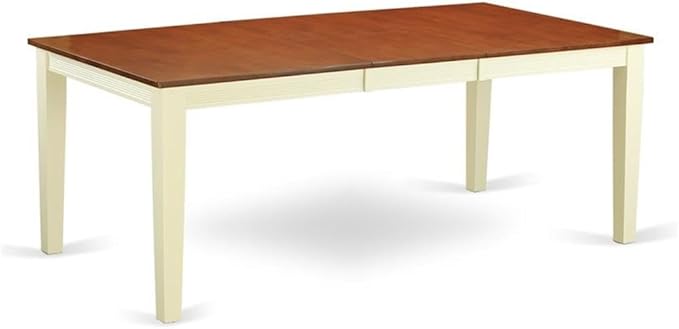 East West Furniture QUKE7-WHI-W 7 Piece Dining Room Furniture Set Consist of a Rectangle Kitchen Table with Butterfly Leaf and 6 Dining Chairs, 40x78 Inch, Buttermilk & Cherry
