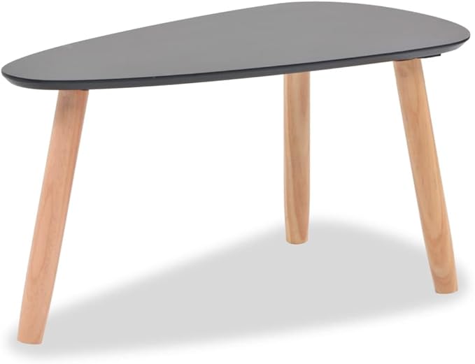 vidaXL Nesting Coffee Table 2 pcs, Side Tables with Solid Pine Wood Legs, Scandinavian Style End Table for Living Room, Black