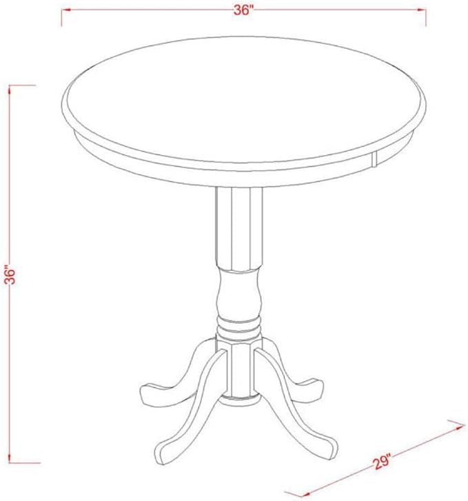 East West Furniture JAKE5-BLK-W 5 Piece Counter Height Pub Set Includes a Round Dining Table with Pedestal and 4 Dining Room Chairs, 36x36 Inch, Black & Cherry