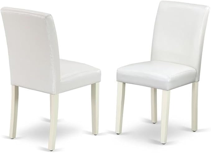 East West Furniture X077AB264-6 6 Piece Dinette Set Contains a Rectangle Dining Table with X-Legs and 4 White Faux Leather Parson Chairs with a Bench, 40x72 Inch, Multi-Color