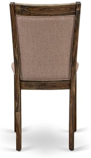 East West Furniture X797MZ716-6 6 Piece Dining Table Set Contains a Rectangle Kitchen Table with X-Legs and 4 Dark Khaki Linen Fabric Parson Chairs with a Bench, 40x72 Inch, Multi-Color