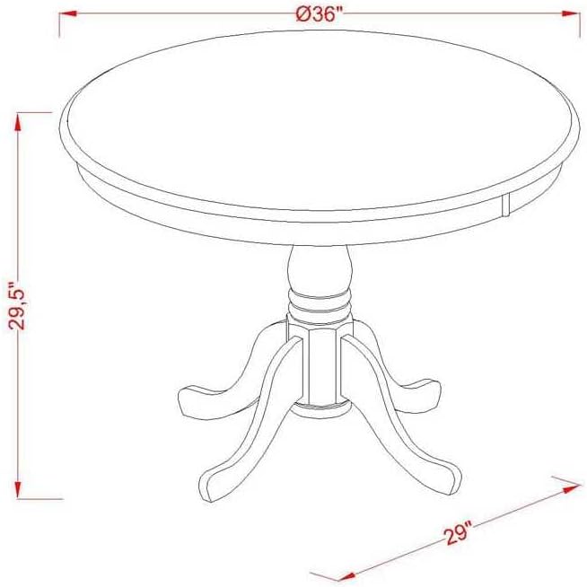 East West Furniture AMPF5-BCH-W 5 Piece Kitchen Table & Chairs Set Includes a Round Dining Room Table with Pedestal and 4 Dining Chairs, 36x36 Inch, Black & Cherry