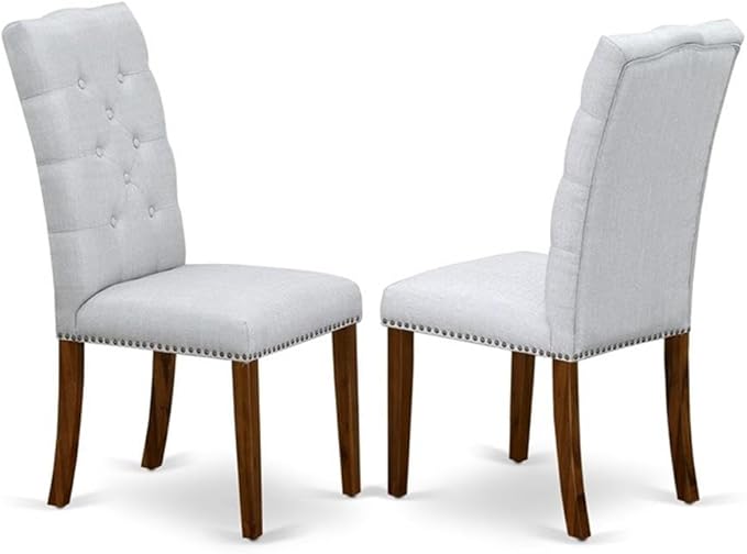 East West Furniture DLEL5-AWA-05 5 Piece Dinette Set for Small Spaces Includes a Round Kitchen Table with Dropleaf and 4 Parson Dining Chairs, 42x42 Inch, Antique Walnut