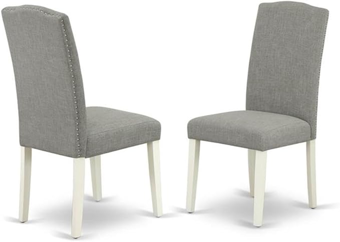 East West Furniture X097EN206-5 5 Piece Dining Table Set Includes a Rectangle Dining Room Table with X-Legs and 4 Dark Shitake Linen Fabric Upholstered Chairs, 40x72 Inch, Multi-Color