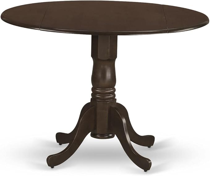 East West Furniture DLVA5-ESP-C 5 Piece Dining Set Includes a Round Dining Room Table with Dropleaf and 4 Linen Fabric Upholstered Chairs, 42x42 Inch, Espresso