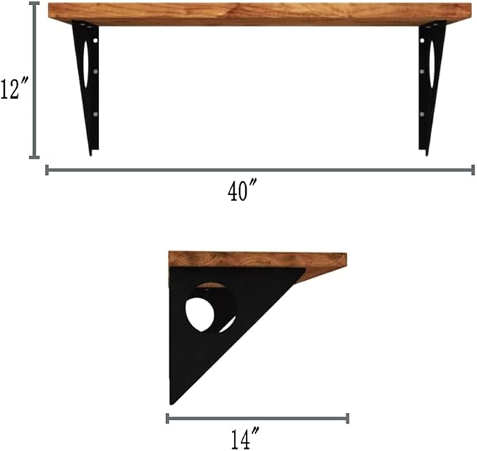 Industrial Rustic Wall-Mounted Table, Dining Table Desk, Pine Wood Wall-Mounted Bar Tables (40"X14")
