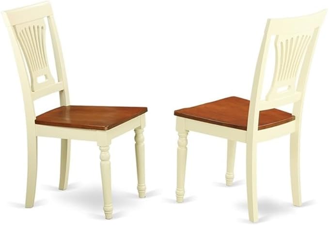 East West Furniture HLPL5-BMK-W 5 Piece Dining Room Furniture Set Includes a Round Kitchen Table with Pedestal and 4 Dining Chairs, 42x42 Inch, Buttermilk & Cherry