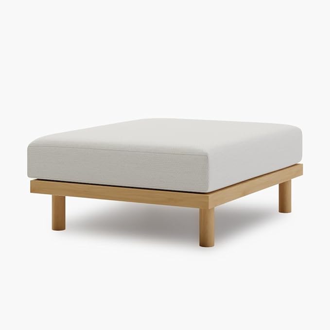 Acanva Minimalist Modular Sectional Sofa for Living Room, Wide & Deep Seat Convertible Furniture Set with Metal Frame and Movable Covers, Ottoman, Off White