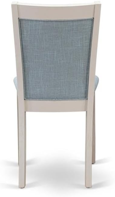 East West Furniture X097MZ015-7 7 Piece Dining Table Set Consist of a Rectangle Dining Room Table with X-Legs and 6 Baby Blue Linen Fabric Parsons Chairs, 40x72 Inch, Multi-Color