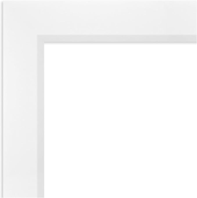 Amanti Art White Bathroom Mirror for Over Sink, 30x24 Sloped White Rectangle Vanity Mirror, Medium Modern Contemporary Frame, Hangs Horizonally and Vertically, Bathroom Wall Decor, Beveled Edge