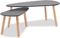 vidaXL Nesting Coffee Table 2 pcs, Side Tables with Solid Pine Wood Legs, Scandinavian Style End Table for Living Room, Black