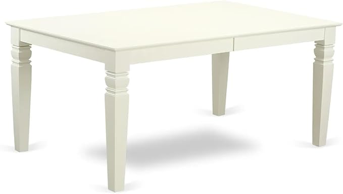 East West Furniture LGDA5-LWH-27 5 Piece Dining Room Set Contains a Rectangle Kitchen Table with Butterfly Leaf and 4 Polyester Fabric Upholstered Parson Chairs, 42x84 Inch, linen white