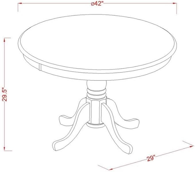East West Furniture HLAV5-BMK-W 5 Piece Kitchen Table Set for 4 Includes a Round Dining Table with Pedestal and 4 Dining Room Chairs, 42x42 Inch, Buttermilk & Cherry