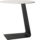 Side Table with Marble Top Metal Black C Shaped End Table Modern Sofa Side End Table Coffee Round Side Desk for Couch Living Room Bedroom