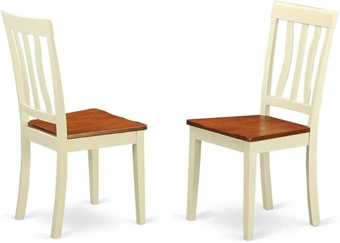 East West Furniture MZAN5-WHI-W 5 Piece Dinette Set for 4 Includes a Rectangle Dining Room Table with Dropleaf and 4 Kitchen Dining Chairs, 36x54 Inch, Buttermilk & Cherry