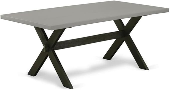 East West Furniture X697MZ606-7 7 Piece Kitchen Table & Chairs Set Consist of a Rectangle Dining Room Table with X-Legs and 6 Shitake Linen Fabric Parson Chairs, 40x72 Inch, Multi-Color