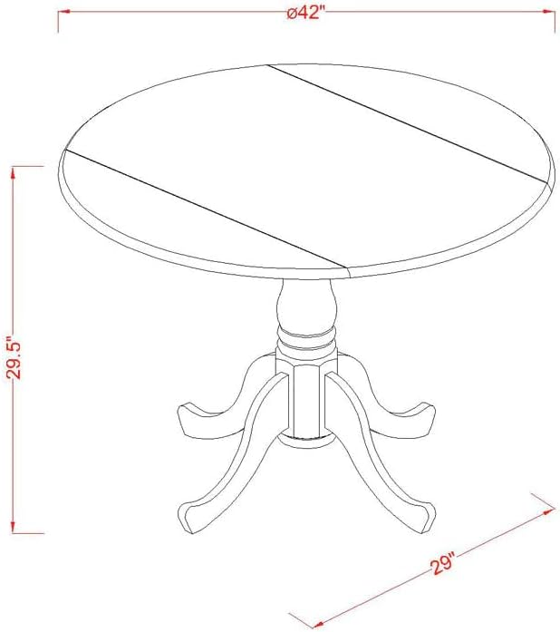 East West Furniture DMIP5-MAH-W 5 Piece Dining Table Set for 4 Includes a Round Kitchen Table with Dropleaf and 4 Kitchen Dining Chairs, 42x42 Inch, Mahogany