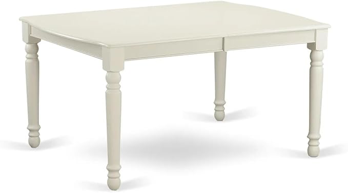 East West Furniture LGDA7-LWH-22 7 Piece Dining Table Set Contains a Rectangle Kitchen Table with Butterfly Leaf and 6 Polyester Fabric Chairs, linen white