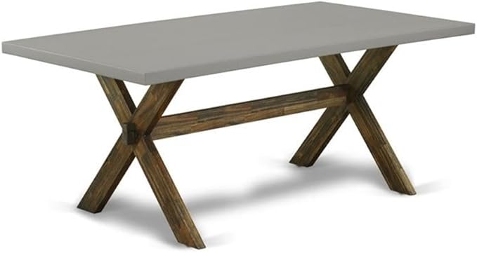 East West Furniture X797AB747-5 5 Piece Dinette Set for 4 Includes a Rectangle Dining Table with X-Legs and 4 Light Sable Linen Fabric Parson Dining Room Chairs, 40x72 Inch, Multi-Color