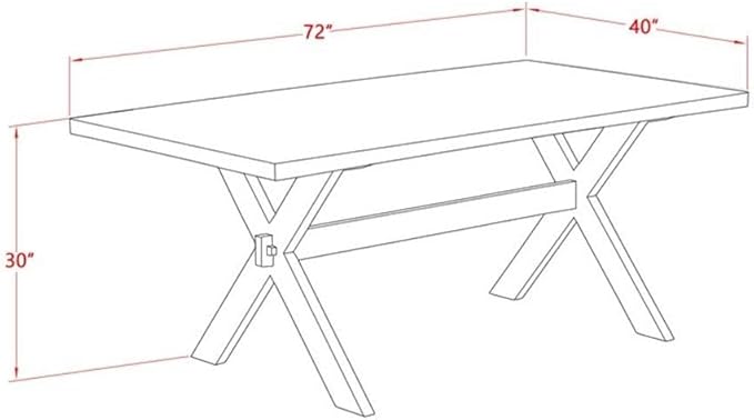 East West Furniture X077AB264-9 9 Piece Dining Room Furniture Set Includes a Rectangle Dining Table with X-Legs and 8 White Faux Leather Upholstered Chairs, 40x72 Inch, Multi-Color