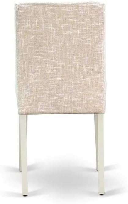 East West Furniture VAAB7-LWH-02 7 Piece Modern Dining Table Set Consist of an Oval Wooden Table with Butterfly Leaf and 6 Light Beige Linen Fabric Parsons Chairs, 40x76 Inch, Linen White