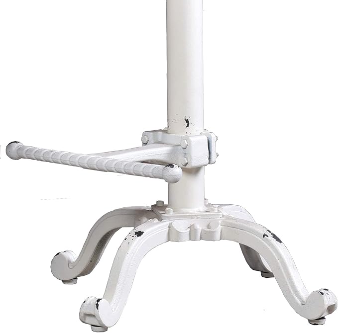 Topower Industrial Retro Vintage Farm Wooden Tractor Stool Kitchen Swivel Height Adjustable bar Stool (Antique White)