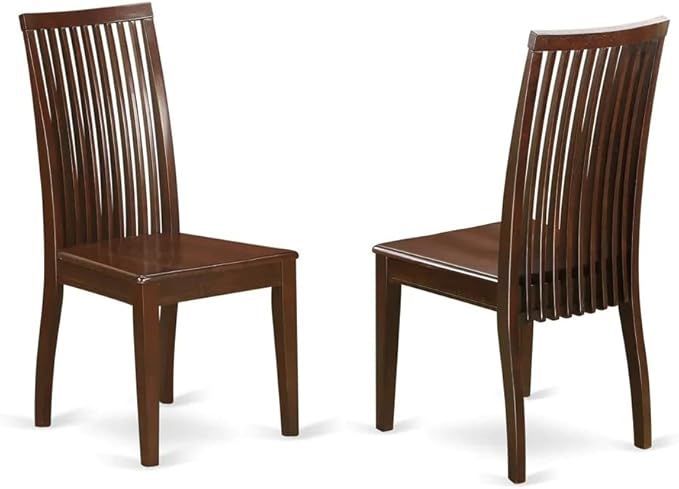 East West Furniture HBIP3-MAH-W 3 Piece Dining Table Set for Small Spaces Contains a Round Dining Room Table with Pedestal and 2 Wood Seat Chairs, 42x42 Inch, Mahogany