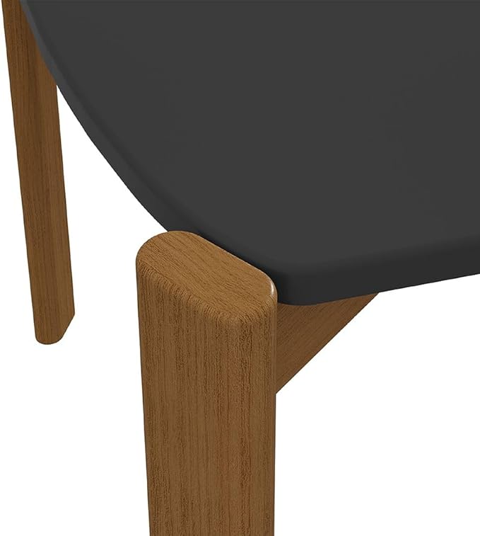 Manhattan Comfort Gales 47-Inch Mid Century Modern Dining Table for 2-4 Person, Unique Minimalist Home Furniture with Solid Eucalyptus Wood Legs, Matte Black