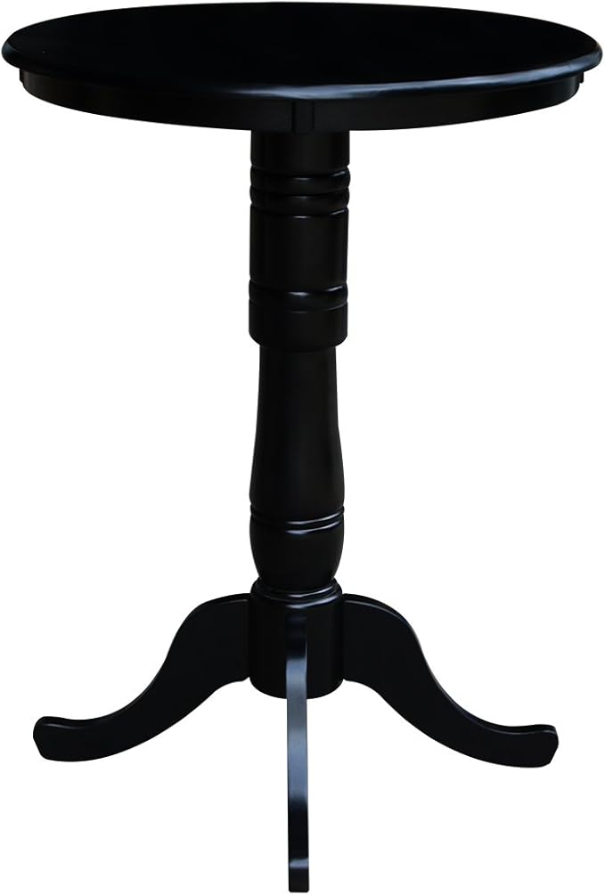 International Concepts 30" Round Top Pedestal Table, Bar Height-40.9", Black