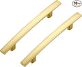 10 Pack Cabinet Handles 3.75" Hole Center - Curved Cabinet Pulls Brushed Brass Drawer Pulls for Kitchen Cupboard Solid Handles for Dresser Drawer Arch Closet Hardware