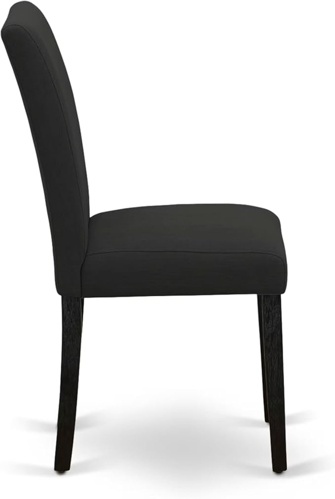 East West Furniture V697AB624-7 7 Piece Modern Dining Table Set Consist of a Rectangle Wooden Table with V-Legs and 6 Black Color Linen Fabric Upholstered Chairs, 40x72 Inch, Multi-Color