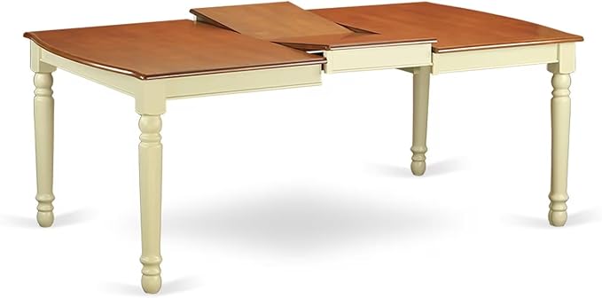 East West Furniture DOPL7-WHI-C 7 Piece Dining Room Table Set Consist of a Rectangle Kitchen Table with Butterfly Leaf and 6 Linen Fabric Upholstered Chairs, 42x78 Inch, Buttermilk & Cherry