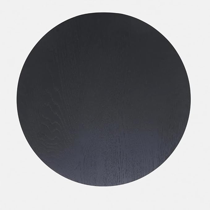 Round Side Table,Modern Aesthetic End Table with Oak Veneer,Wood Accent Table for Living Room, Bedroom (A, Black)