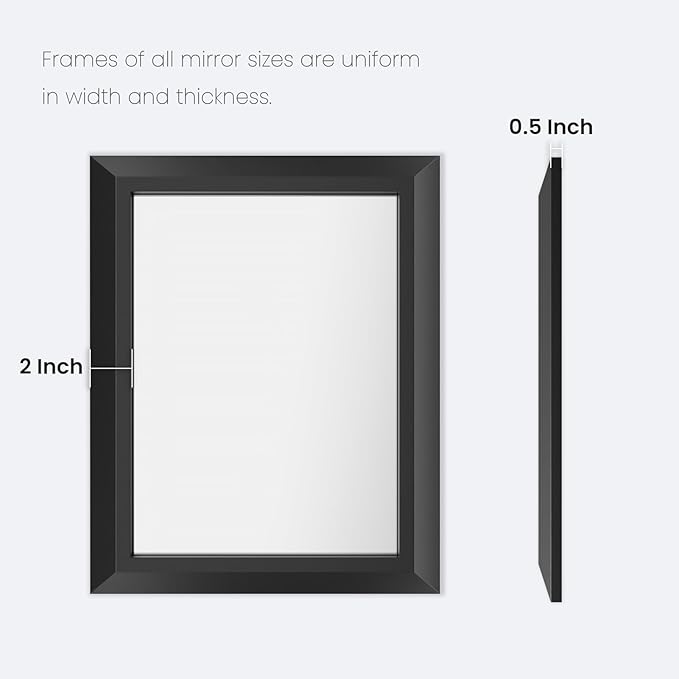 Amorho Black Bathroom Mirror, 48x35 Inch Thick Metal Framed Wall Mirrors for Over 2 Sinks, Bedroom, Living Room, Entryway, Large Rectangle Wall-Mounted Mirrors.