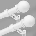 Curtain Rods for Windows 16 to 120 Inches, Curtain Rod Max Adjustable Length of 132 IN, 6/8" Diameter Drapery Rods Round Finials, White, Pack of 2